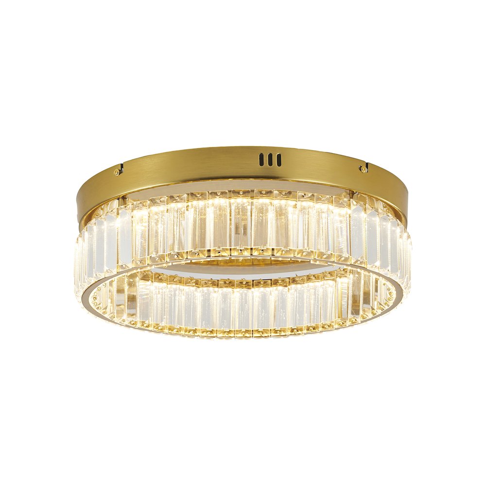 1-Light Brass Dimmable LED Flush Mount With Clear Crystals