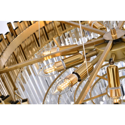 6-Light Gold Stainless Steel Chandelier With Clear Crystals