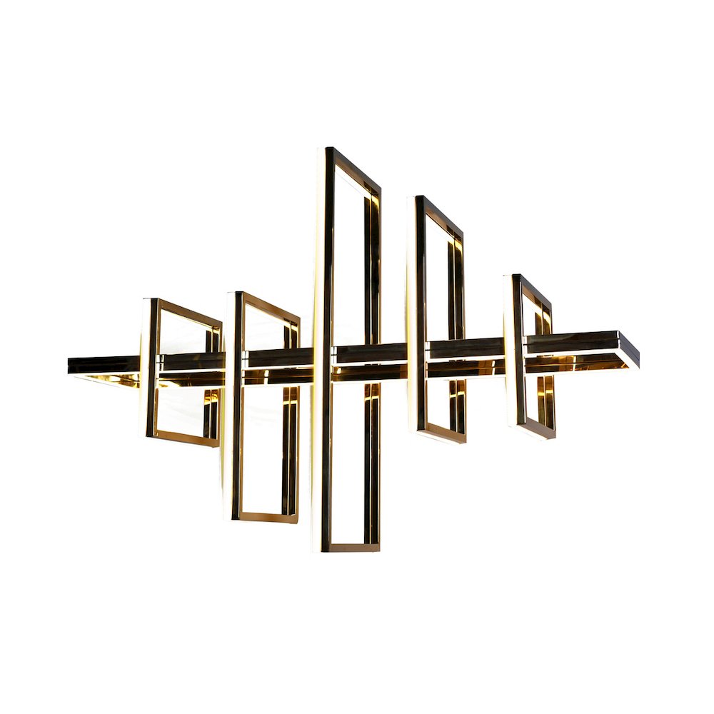 6-Light Gold Stainless Steel Rectangular LED Chandelier