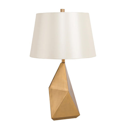 1-Light Gold Metal Table Lamp With A Drum Shade