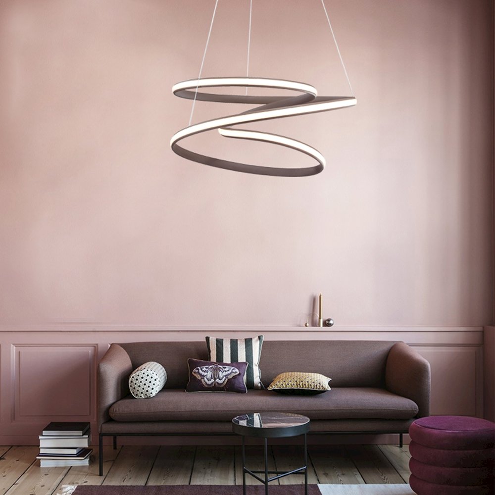 4-Light Dimmable Satin Coffee LED Chandelier With White Acrylic Diffusers