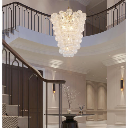 12-Light Brass Chandelier With Clear Swirl Glass Shades