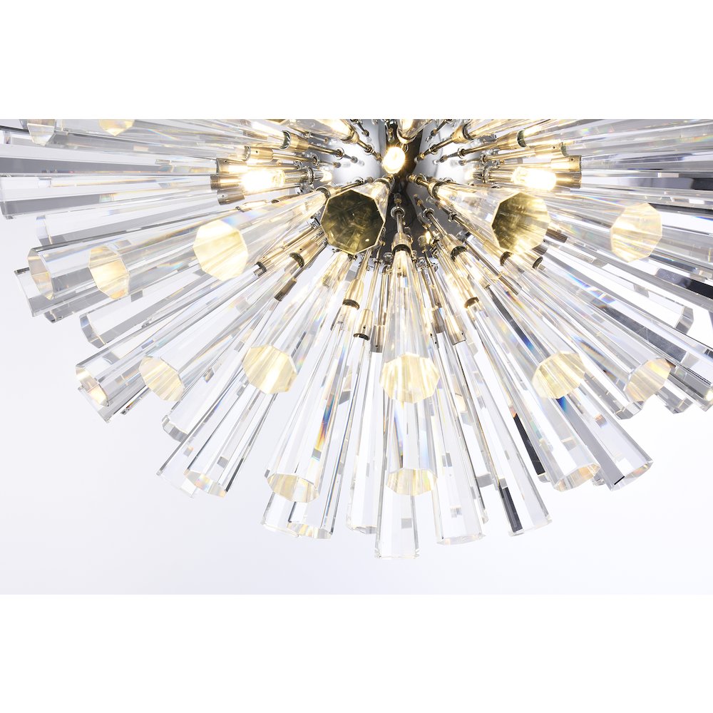 12-Light Chrome Iron Chandelier With Clear Crystal Spikes