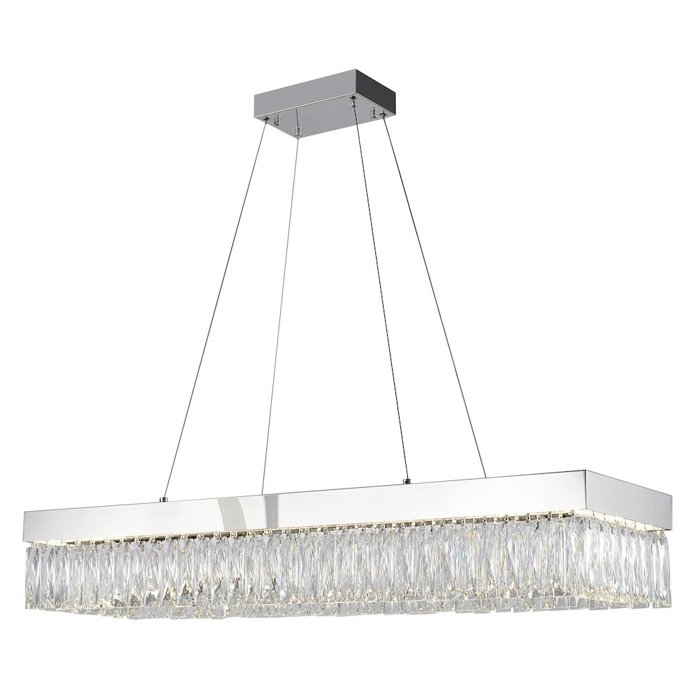 4-Light Chrome LED Chandelier With Clear Crystal Accents