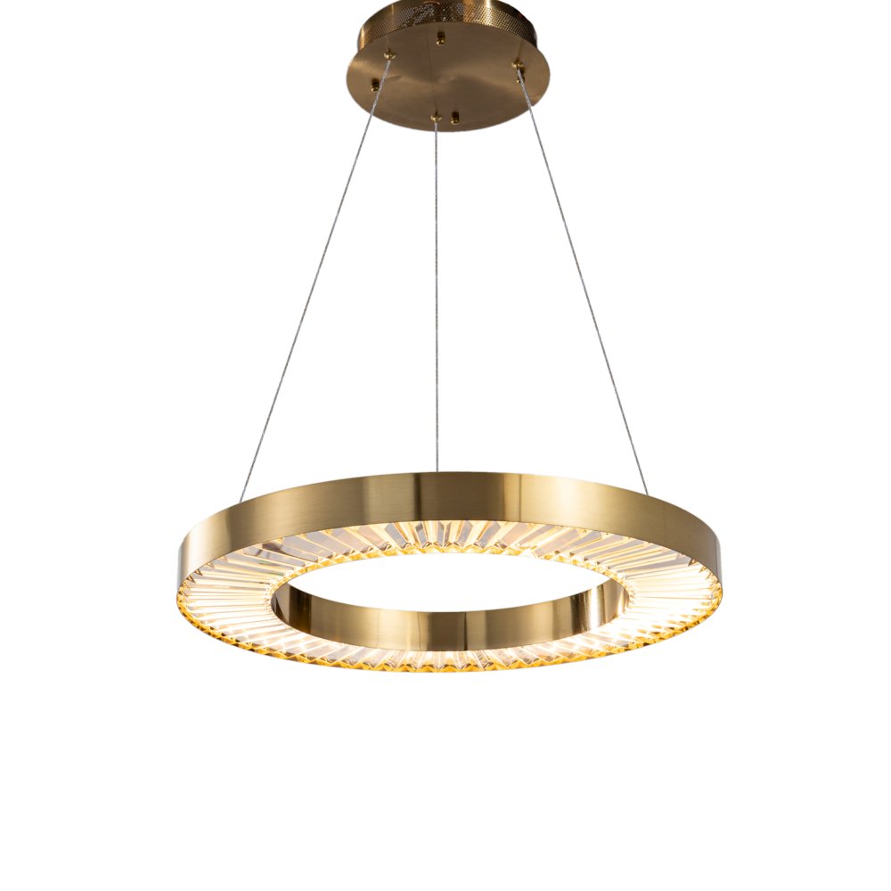 1-Light Gold LED Chandelier With Clear Crystals