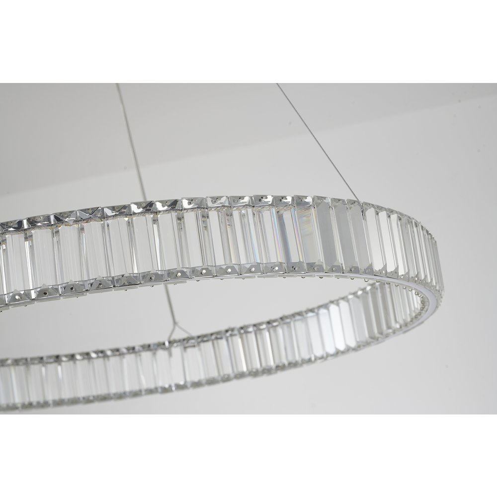 1-Light Chrome Steel LED Chandelier With Crystals