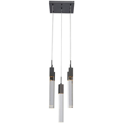 5-Light Matte Black Chandelier With A Clear Crystal
