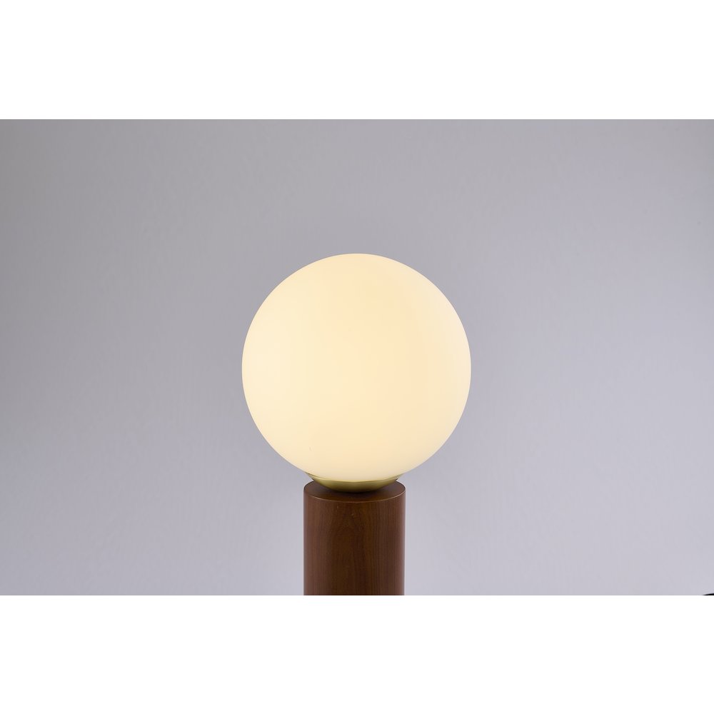 1-Light Black And Satin Brass Table Lamp With A White Glass Shade