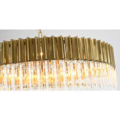 12-Light Brass Chandelier With Clear Crystals