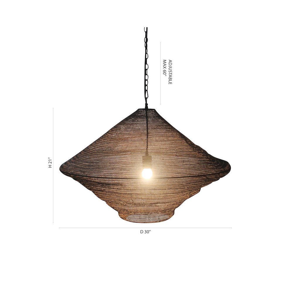 1-Light Satin Black Pendant With A Chain Basket Shade