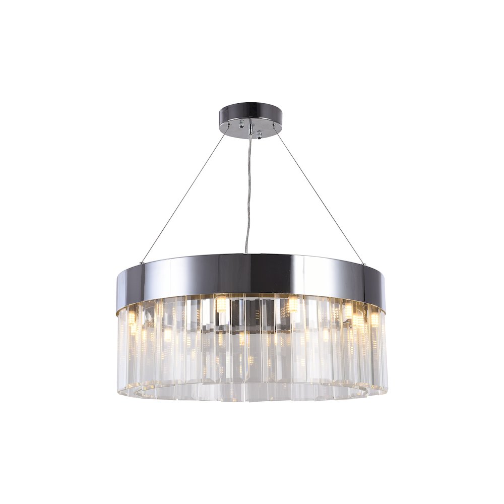 9-Light Chrome Metal Chandelier With Clear Crystals