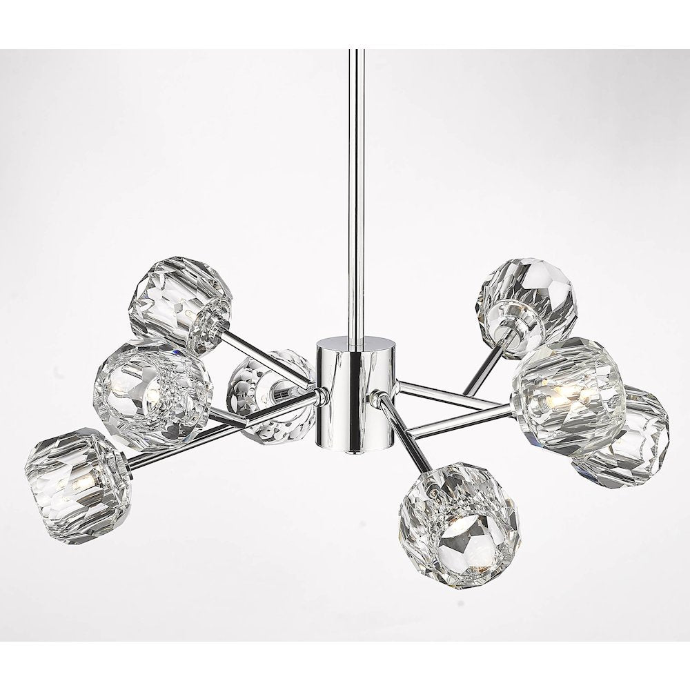 8-Light Chrome Chandelier With Clear Crystal Shades