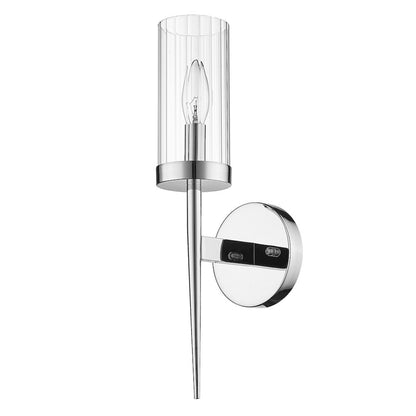 1-Light Chrome Iron Wall Sconce With A Clear Glass Shade