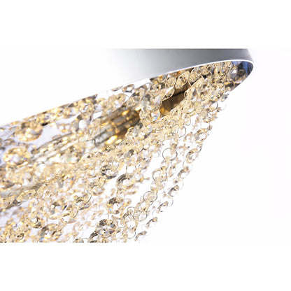 18-Light Chrome Dimmable LED Chandelier With Clear Crystal Beading