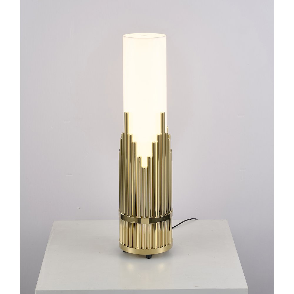 2-Light Champagne Gold Stainless Steel Table Lamp With A White Acrylic Shade