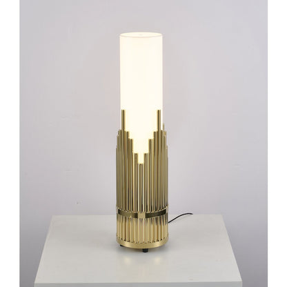 2-Light Champagne Gold Stainless Steel Table Lamp With A White Acrylic Shade