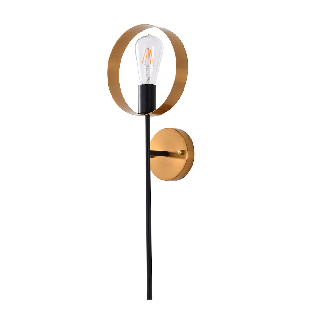 1-Light Black And Golden Bronze Metal Wall Sconce