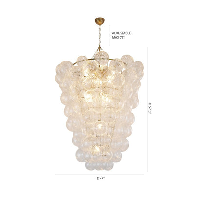 12-Light Brass Chandelier With Clear Swirl Glass Shades