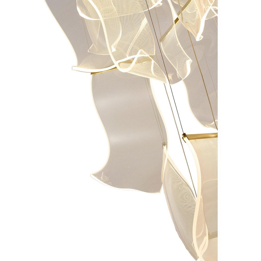 8-Light Brass Chandelier With Acrylic Crumbled Sheet Pendants