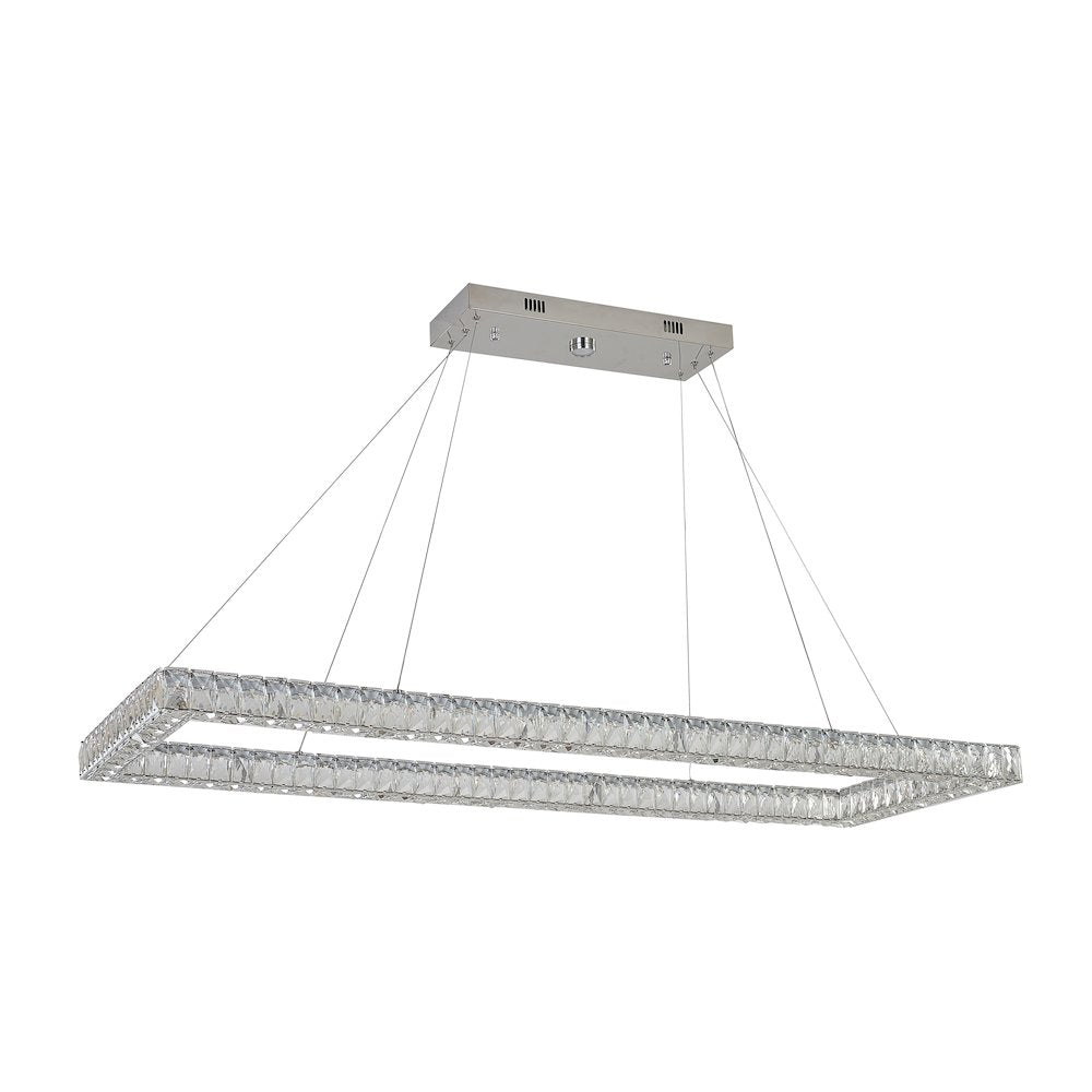 4-Light Chrome Dimmable LED chandelier With Clear Crystal Accents