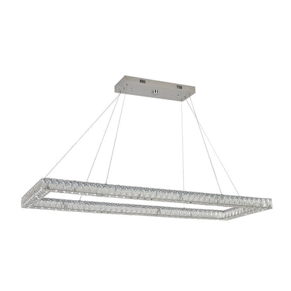 4-Light Chrome Dimmable LED chandelier With Clear Crystal Accents