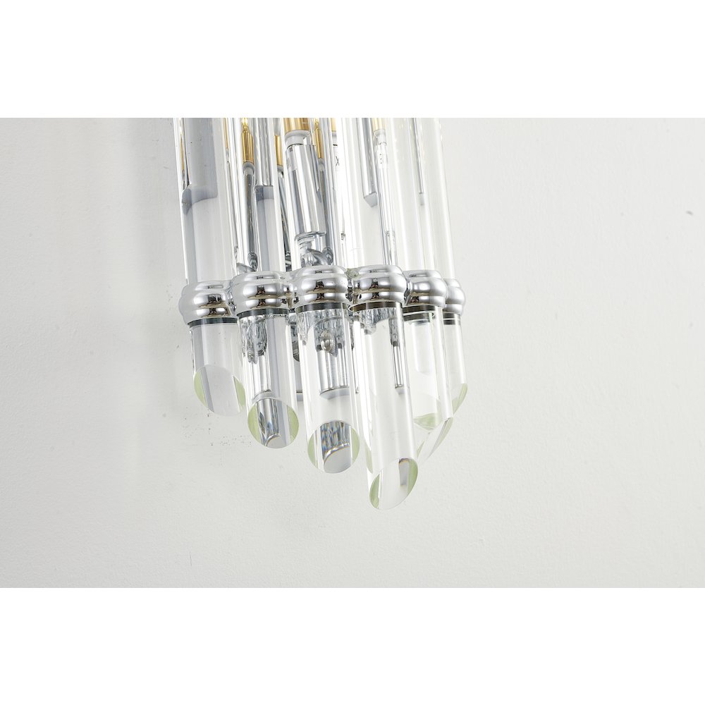 1-Light Chrome Metal Wall Sconce With A Clear Glass Rods