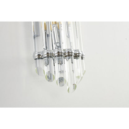 1-Light Chrome Metal Wall Sconce With A Clear Glass Rods