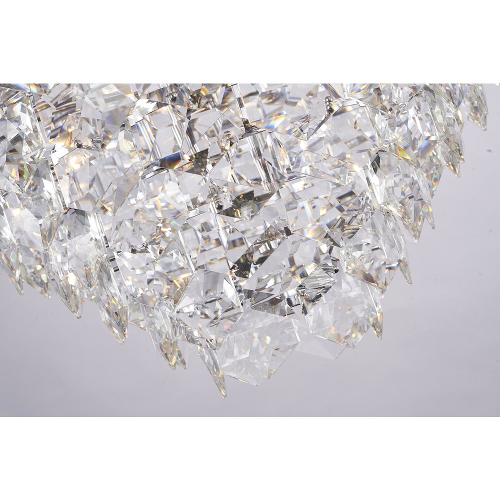 36-Light Chrome Chandelier With Clear Hanging Crystals