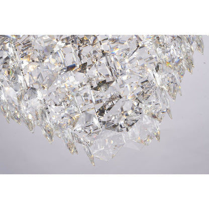 36-Light Chrome Chandelier With Clear Hanging Crystals