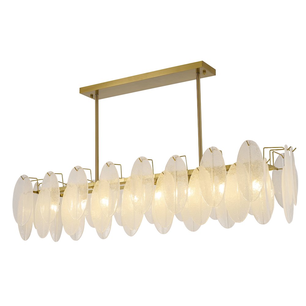 8-Light Brass Chandelier With Frosted Glass