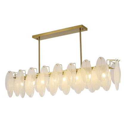 8-Light Brass Chandelier With Frosted Glass