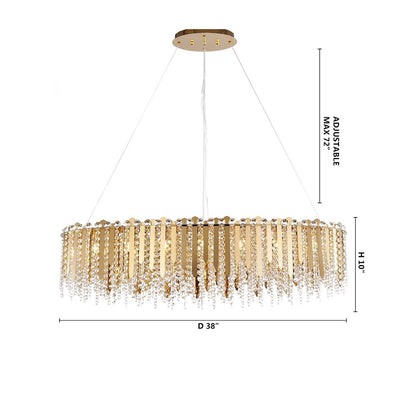 16-Light Gold Stainless Steel Chandelier With Clear Crystal Beads