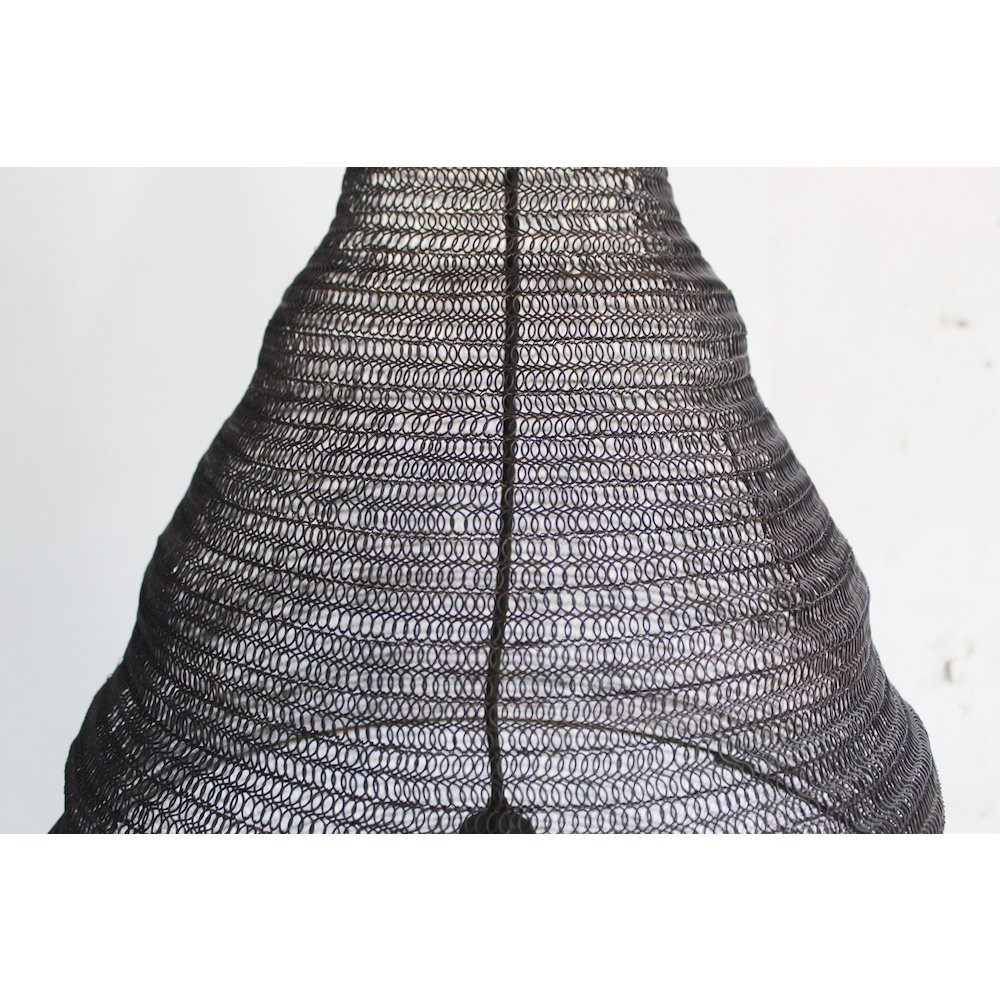 1-Light Satin Black Pendant With A Chain Basket Shade
