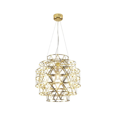 85-Light Dimmable Gold Stainless Steel LED Chandelier in a 5-Tier Design