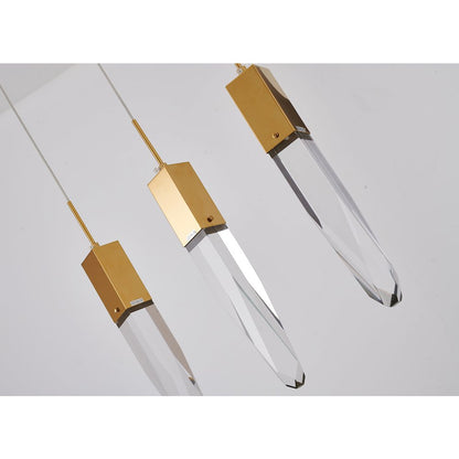 3-Light Gold Island Lighting With A Clear iceberg Crystal
