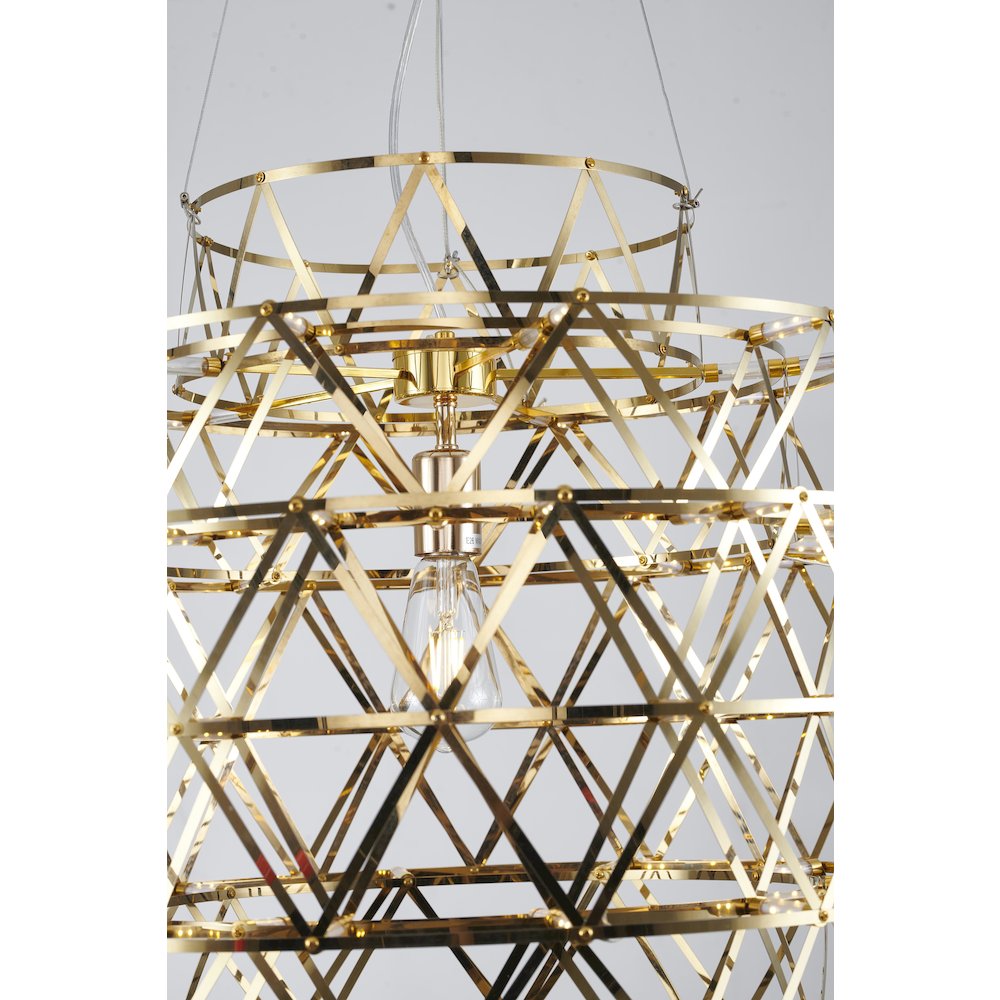 85-Light Dimmable Gold Stainless Steel LED Chandelier in a 5-Tier Design