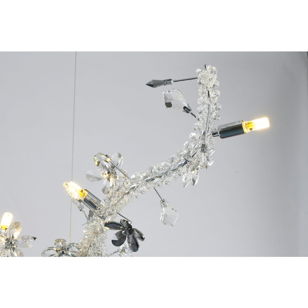 20-Light Chrome Chandelier With Clear And Smoke Crystals
