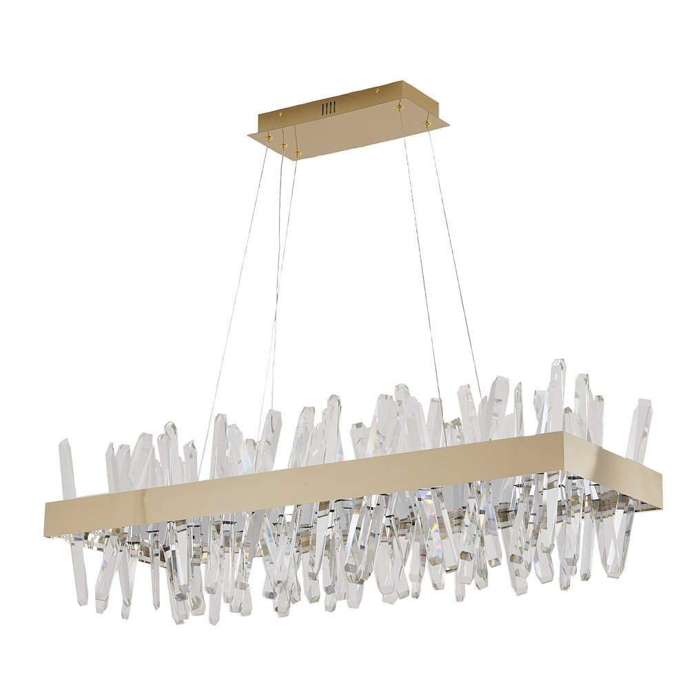 4-Light Gold LED Chandelier With Clear Crystals