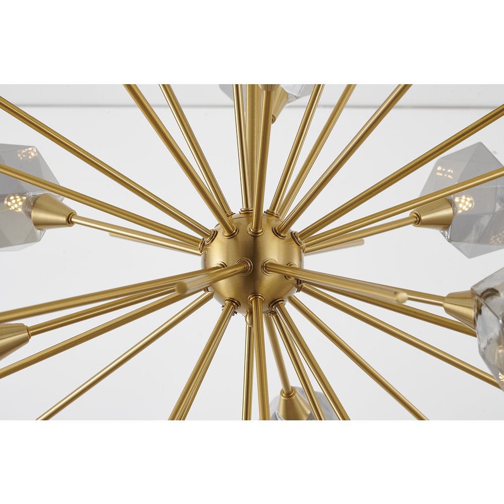 12-Light Gold Sputnik Chandelier With Smoke Glass Shades