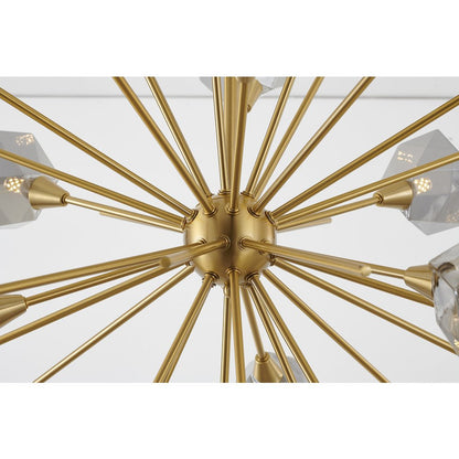 12-Light Gold Sputnik Chandelier With Smoke Glass Shades