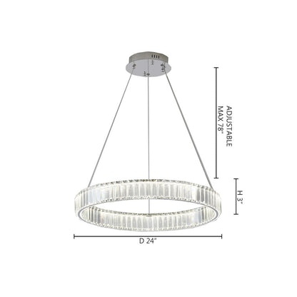 1-Light Chrome LED Chandelier With Clear Crystals
