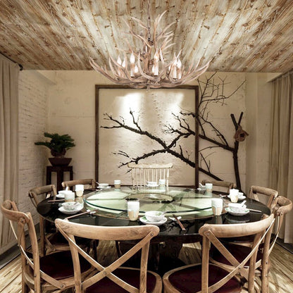 9-Light Bronze Polyresin Antler Horn Chandelier