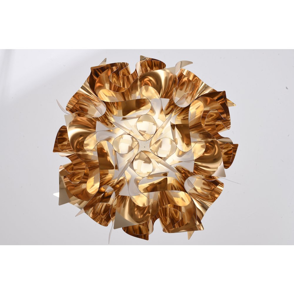 1-Light Shiny Gold Acrylic LED Chandelier With White hardware