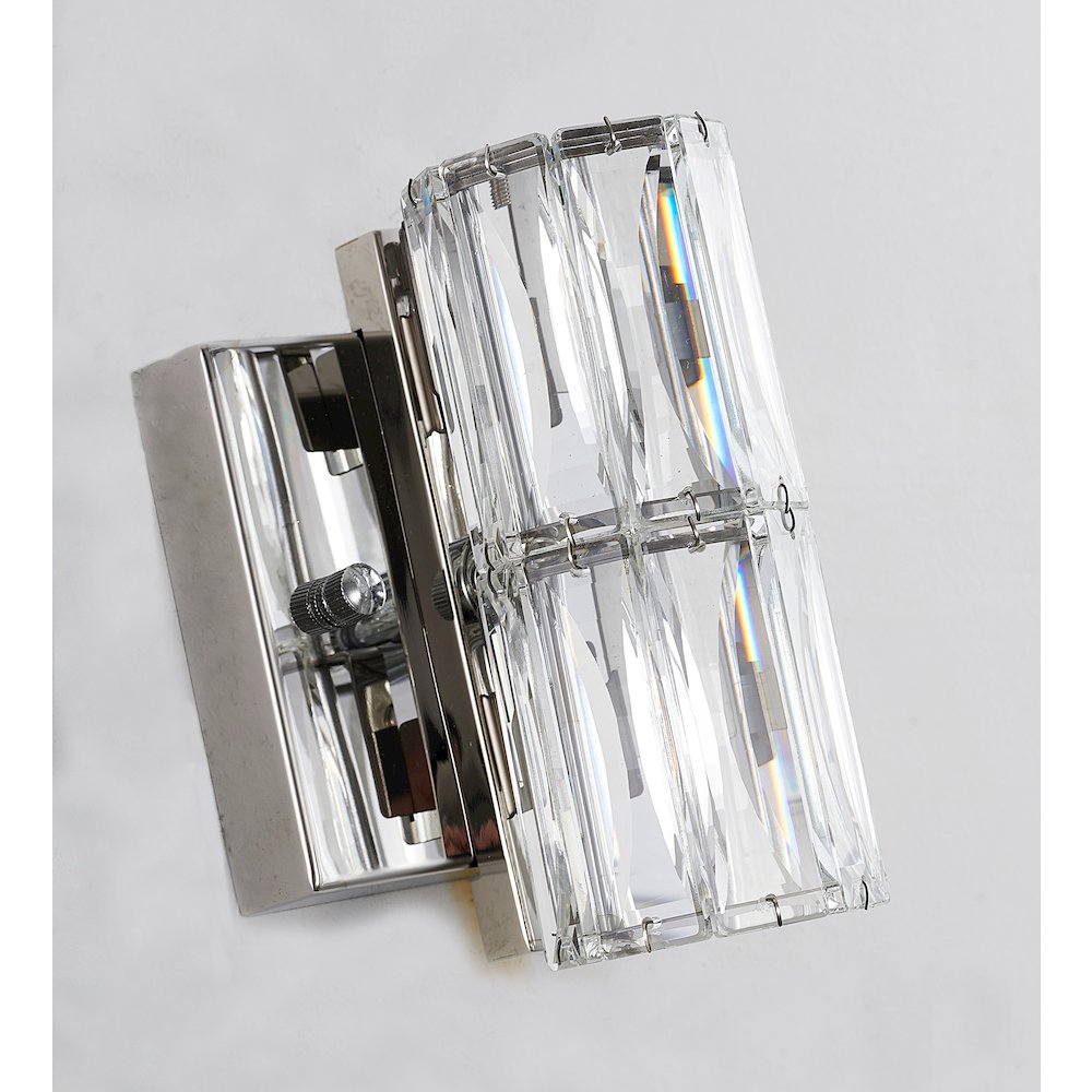 1-Light Chrome Wall Sconce With Clear Crystal Accents