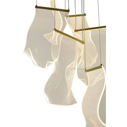 6-Light Gold LED Chandelier With Acrylic Pendants