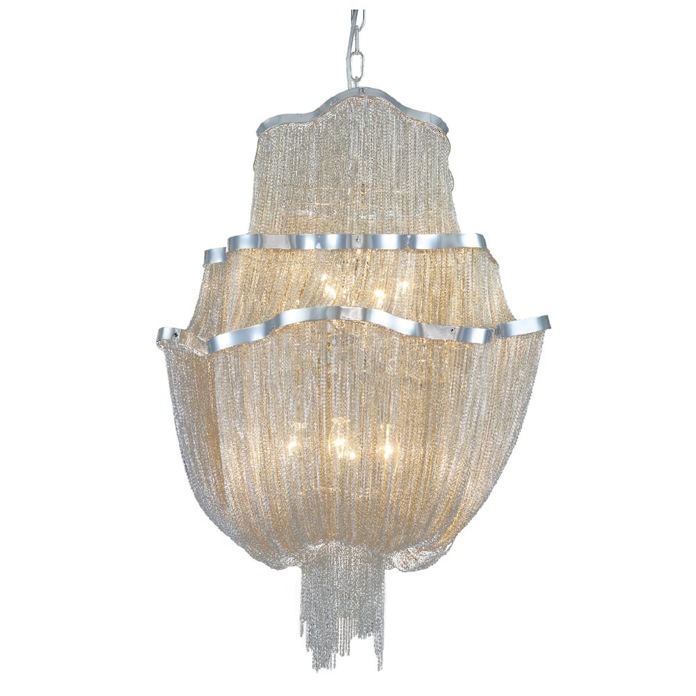 8-Light Chrome Chain Lighting With Iron Chain Accents