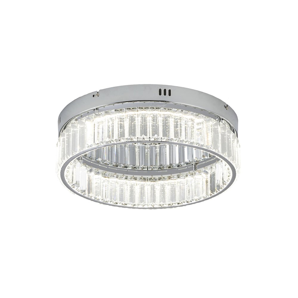 1-Light Chrome Dimmable LED Flush Mount With Clear Crystals