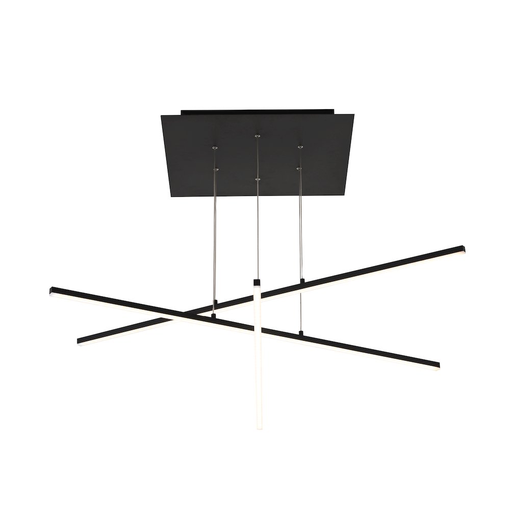 2-Light Matte Black Metal LED Chandelier With Selectable LED Color Temperature