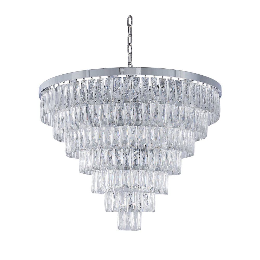 27-Light Chrome Chandelier With Clear Crystals