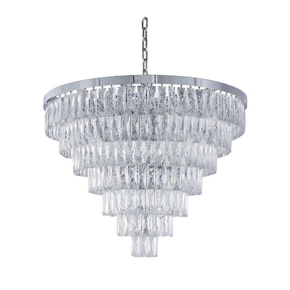 27-Light Chrome Chandelier With Clear Crystals